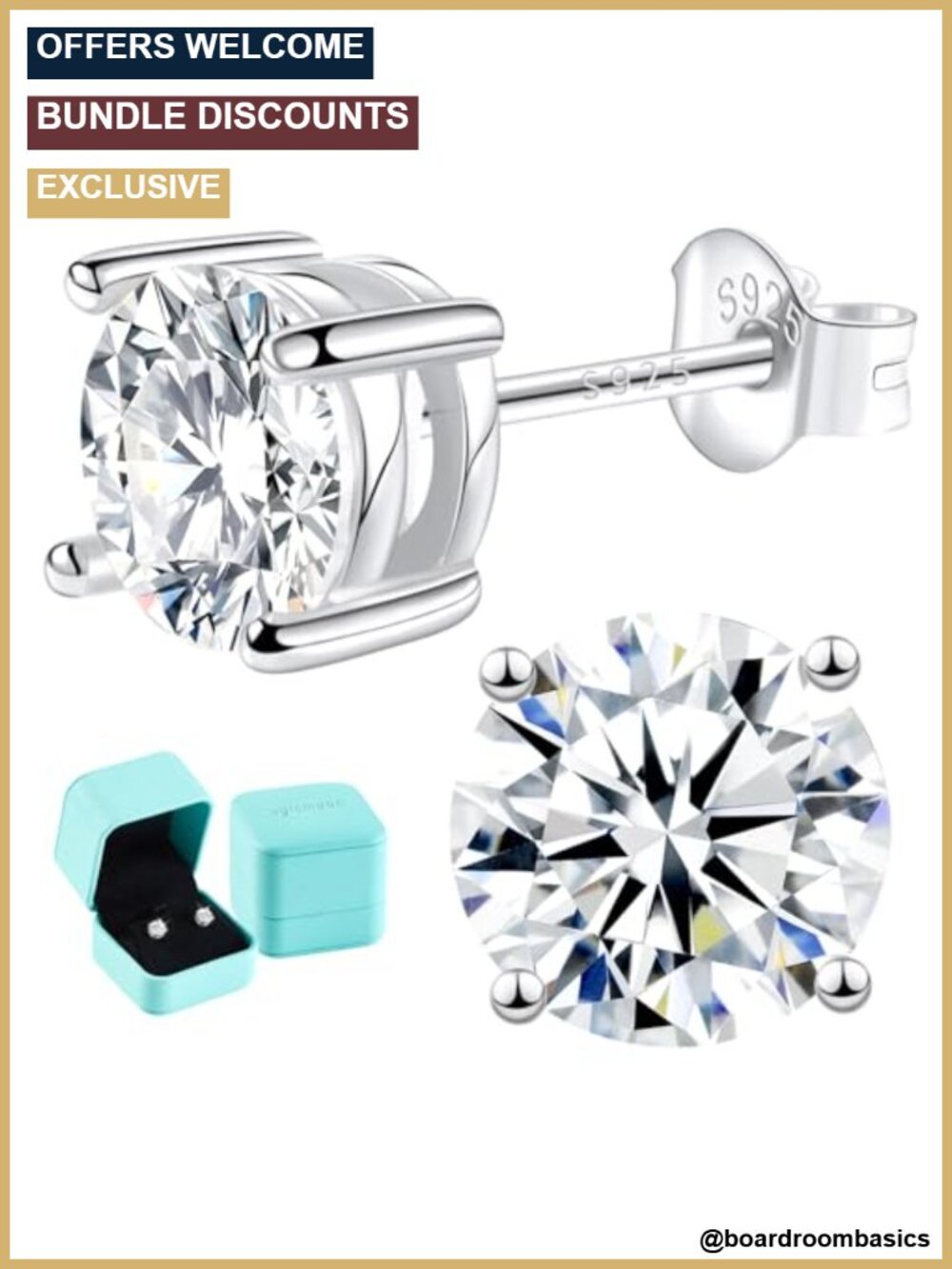 Moissanite Stud Earrings 925 Sterling Silver 14K White Gold Plated